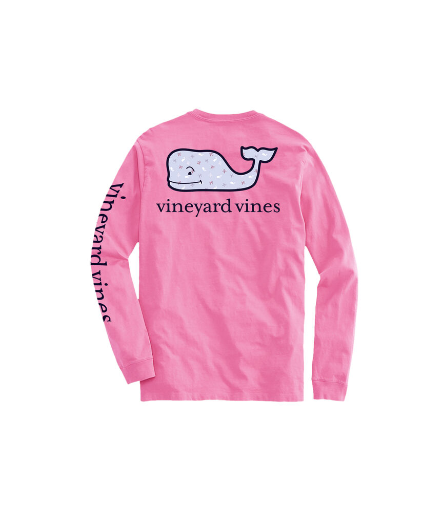 OUTLET Girls' Whales & Bows Long-Sleeve Pocket Tee