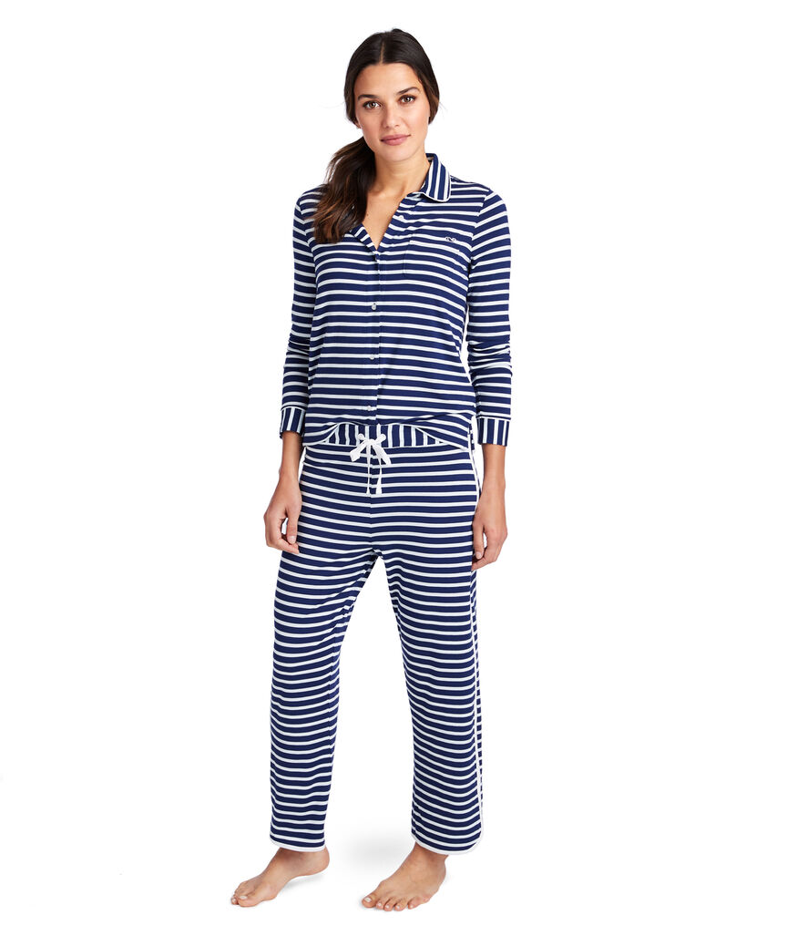 Shop Classic Stripe Button Front Knit Pajama Set at vineyard vines