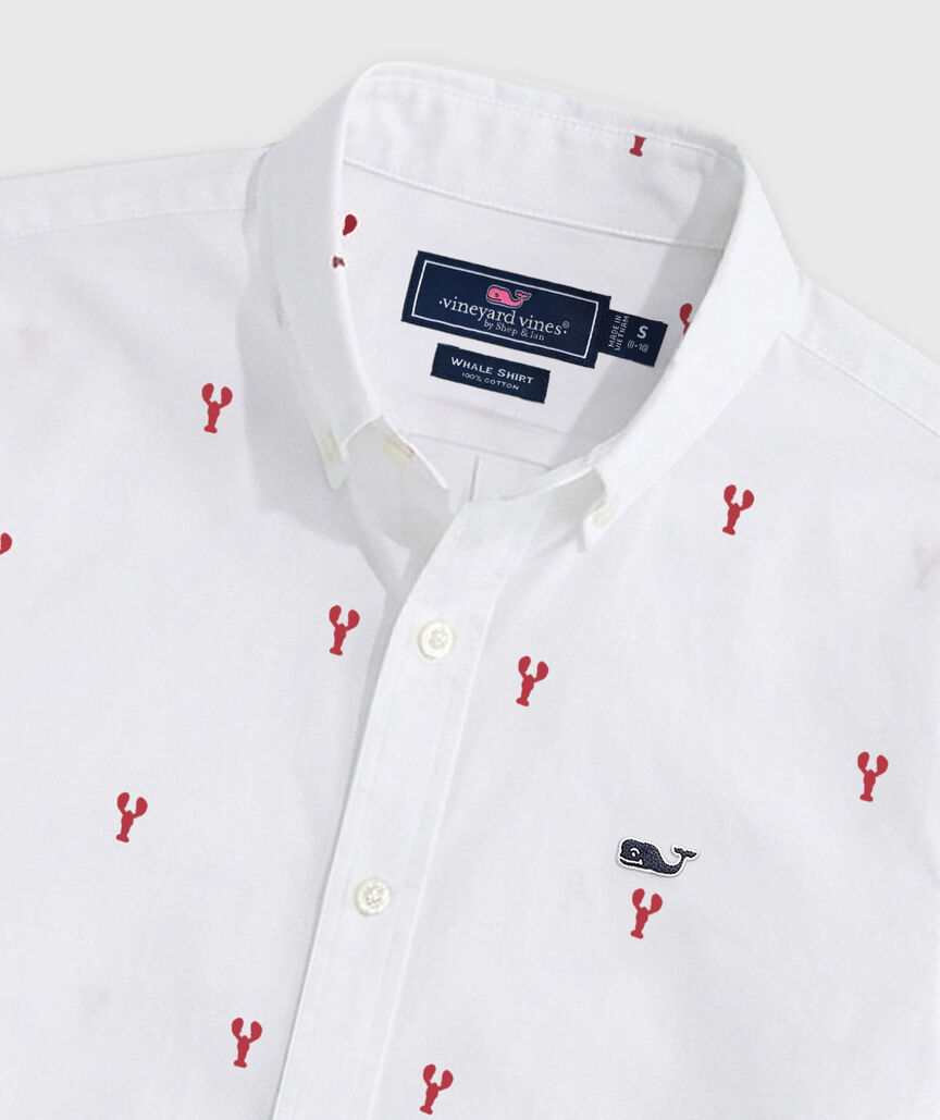 OUTLET Boys' Poplin Short-Sleeve Micro Lobster Shirt