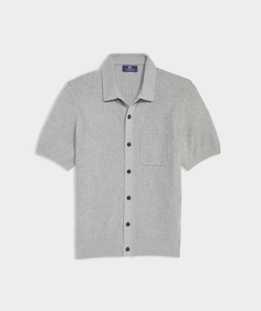 Full-Button Sweater Polo