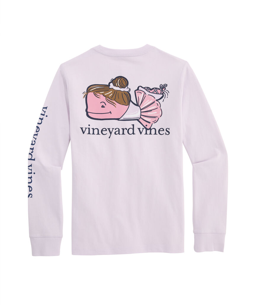 OUTLET Girls' Glitter Ballerina Whale Long-Sleeve Pocket Tee