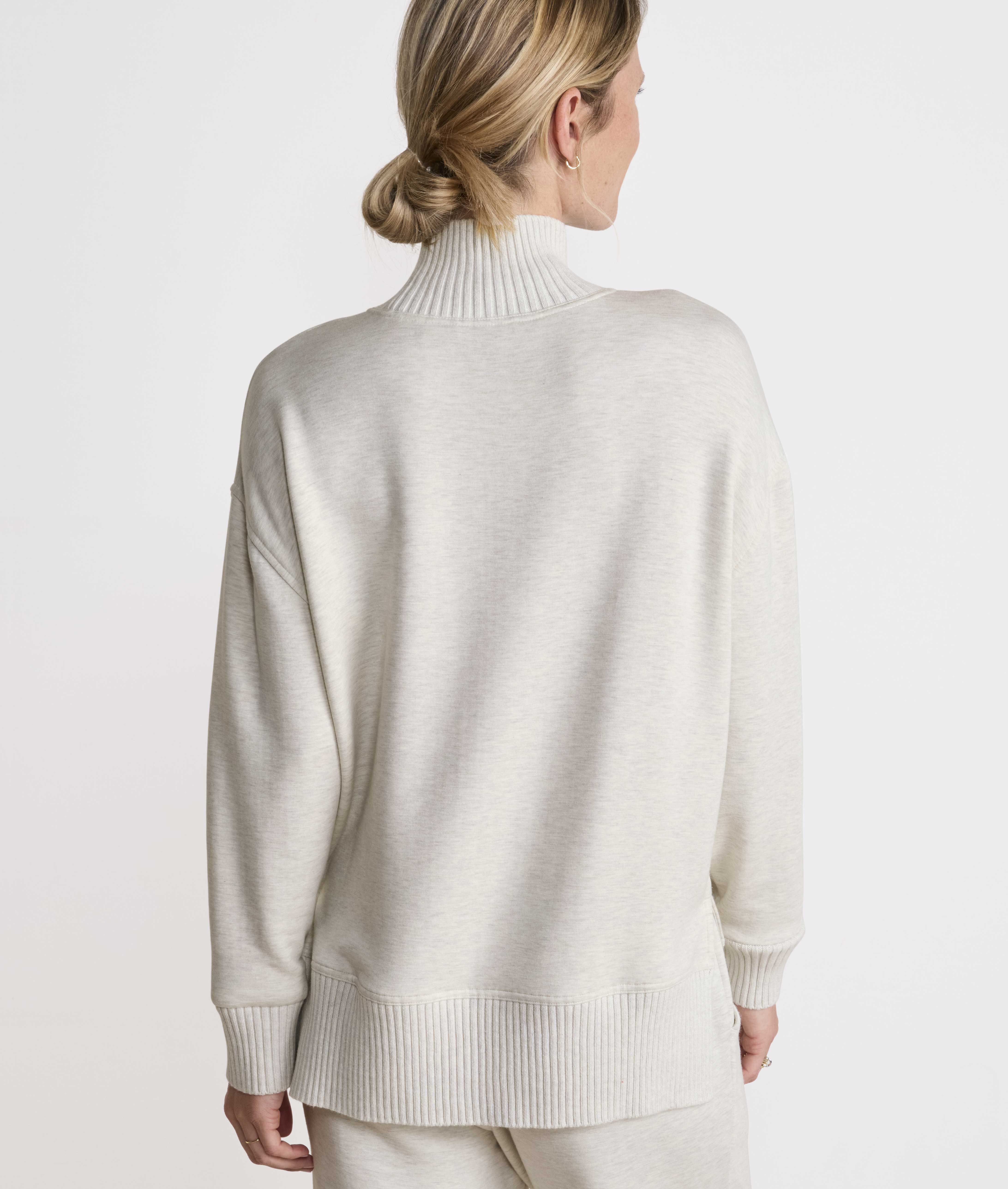 Dreamcloth® Ribbed Trim Funnel-Neck Pullover