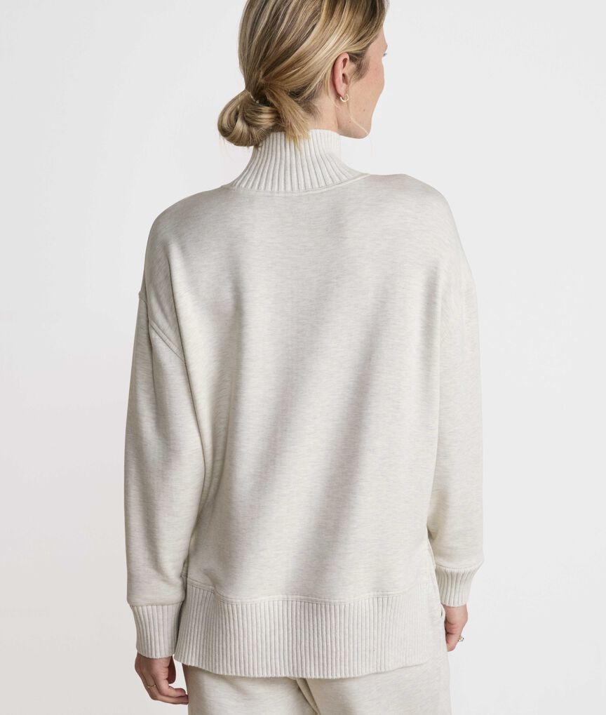 Dreamcloth® Ribbed Trim Funnel-Neck Pullover