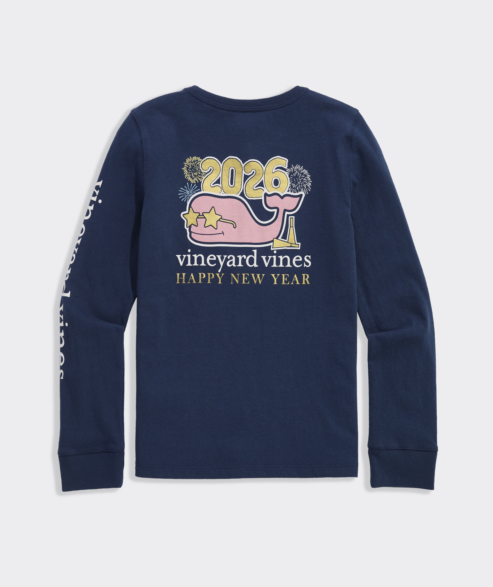 Girls' Metallic New Years 2026 Long-Sleeve Pocket Tee