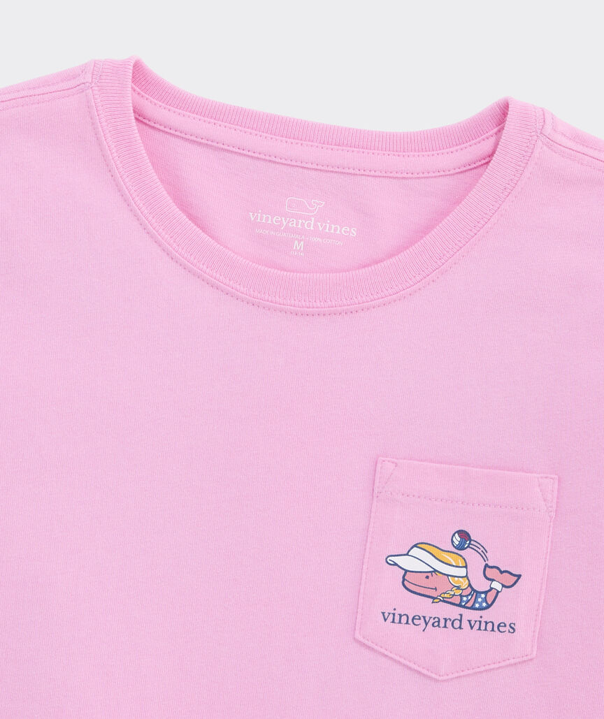 Girls' USA Beach Volleyball Whale Short-Sleeve Pocket Tee