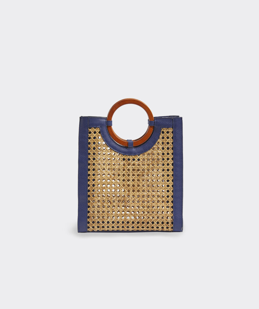 Leather Trim Caning Bag