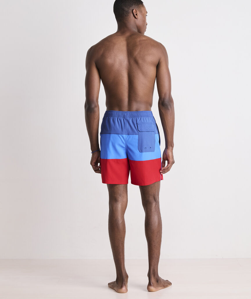 7 Inch Colorblock Piped Chappy Swim Trunks