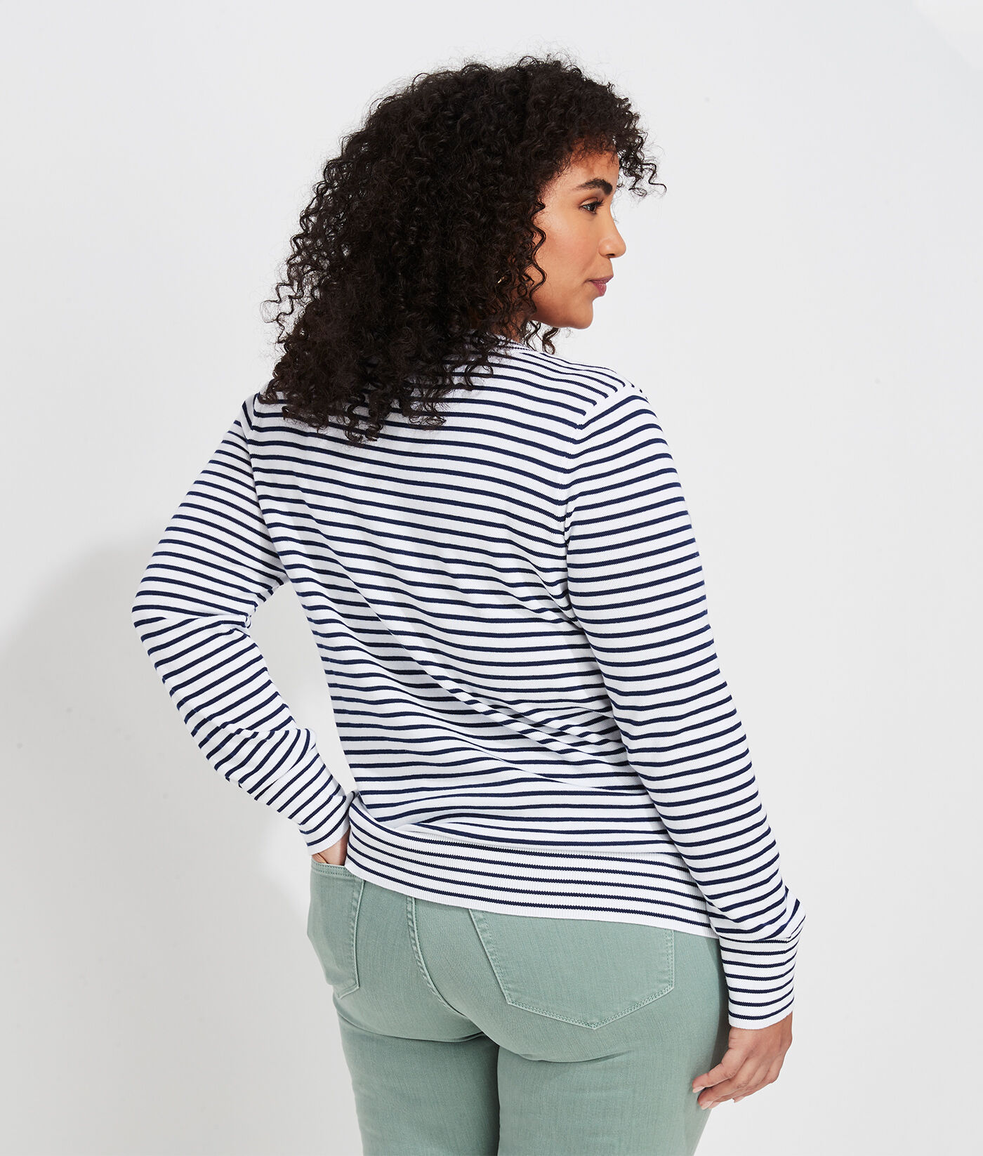 Vineyard Vines Women's Heritage Cotton V-Neck Sweater - Relaxed Fit, Whale Embroidered Pullover