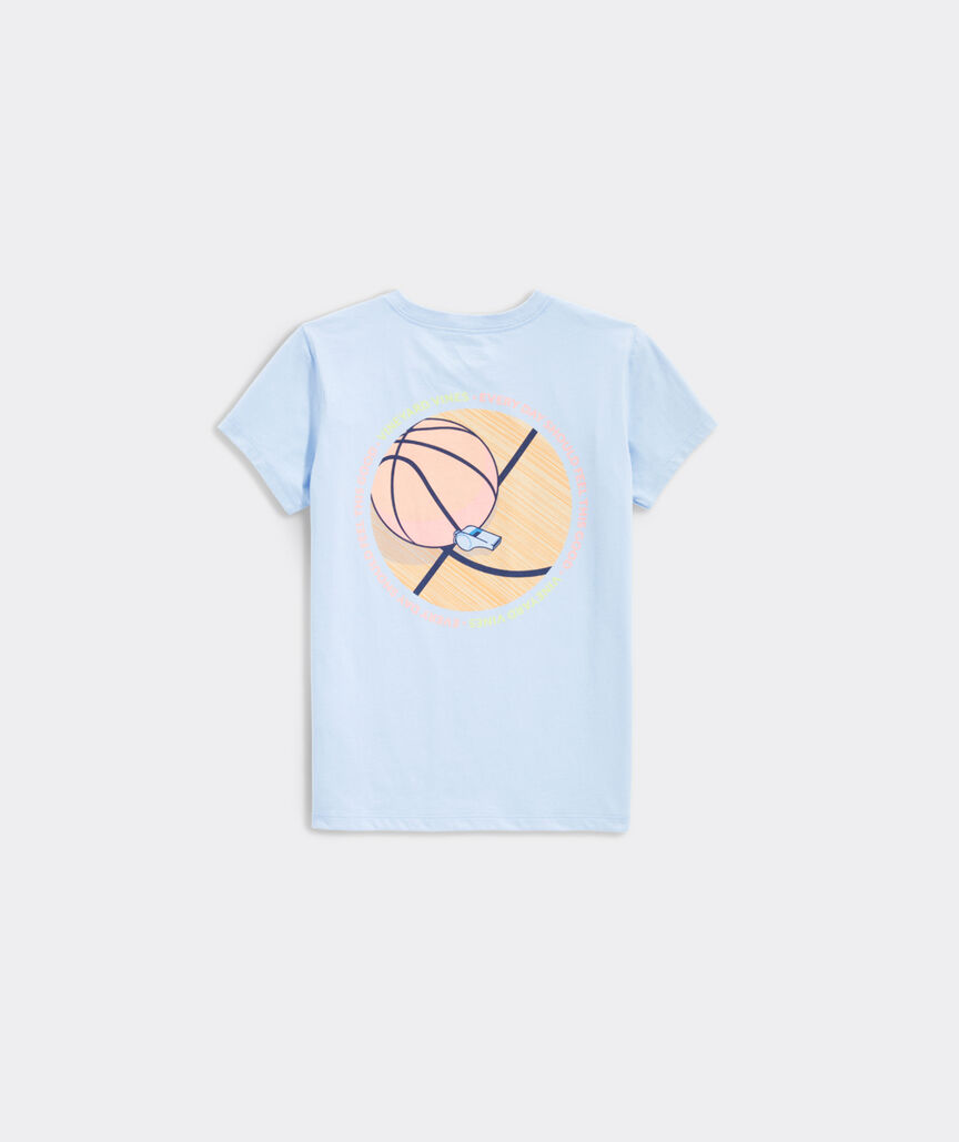 Girls' Basketball Circle Short-Sleeve Pocket Tee