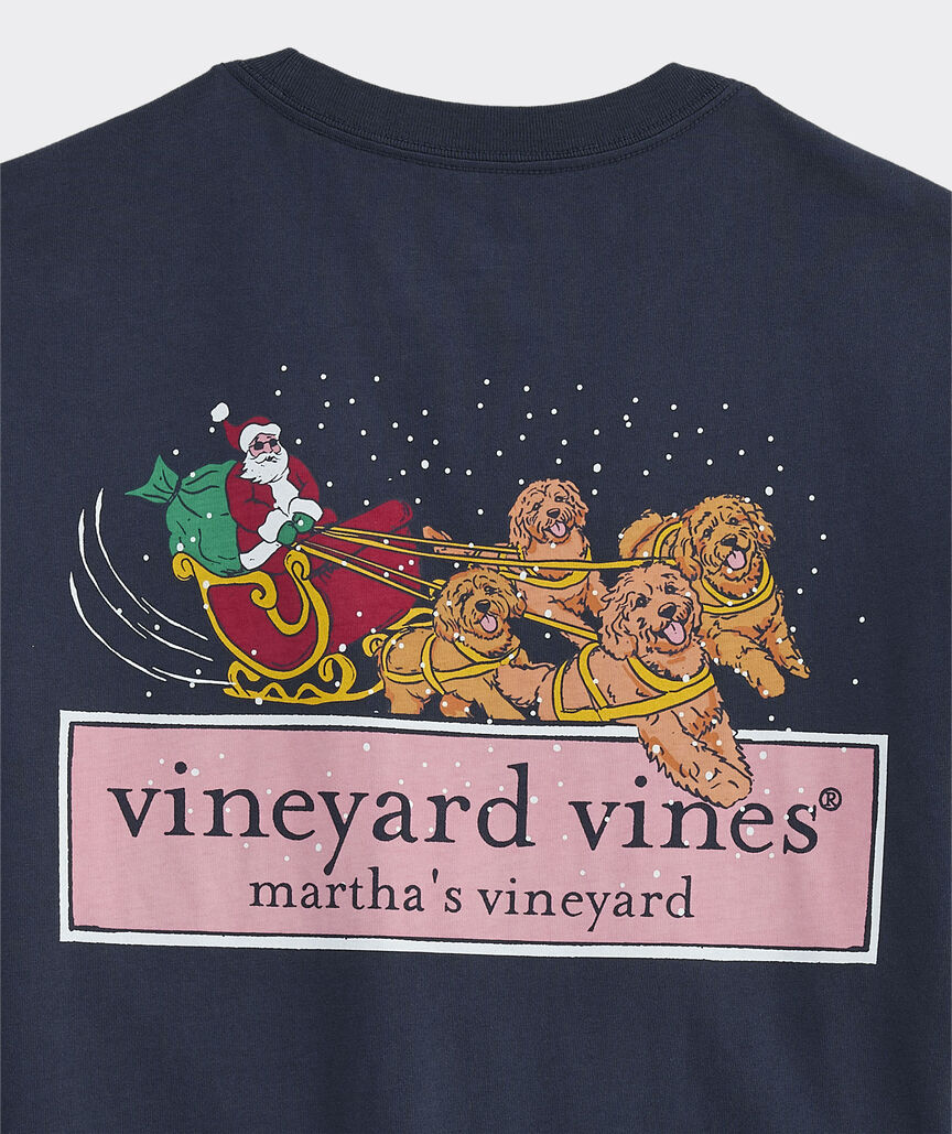 Goldendoodle Sleigh Long-Sleeve Pocket Tee