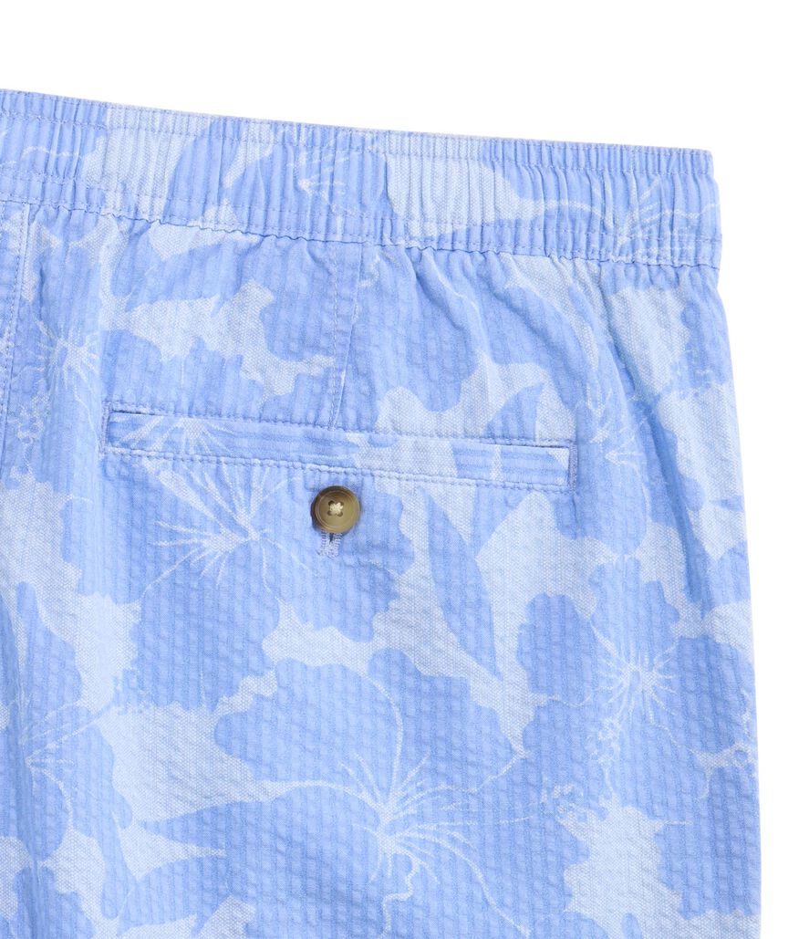 OUTLET 7 Inch Pull-On Brandon Floral Seersucker Shorts