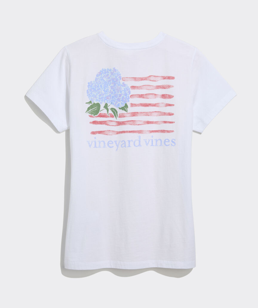 Hydrangea USA Flag Short-Sleeve Pocket Tee