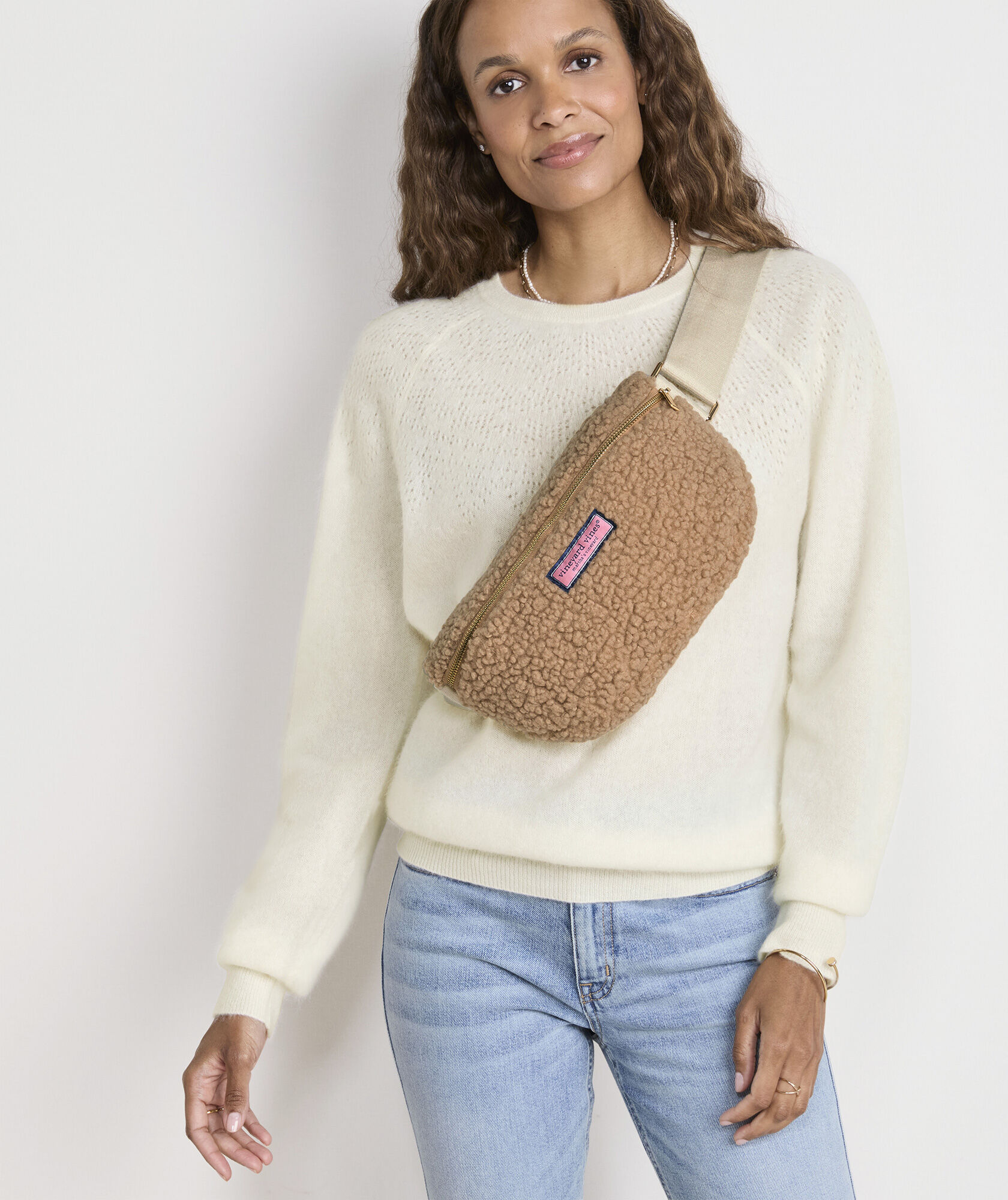 High-Pile Fleece Sling Bag