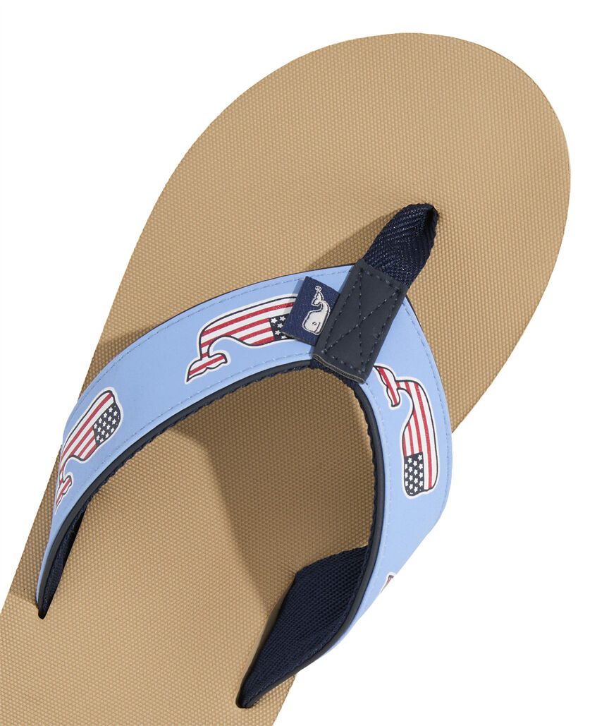 OUTLET Americana Flag Whale Flip Flops