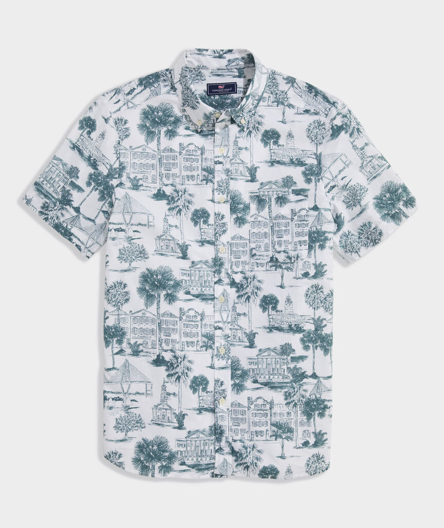 Charleston Scene Cotton Short-Sleeve Shirt
