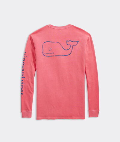 Vineyard Vines Garment Dyed Vintage Whale Long-Sleeve Pocket T-Shirt (Pink) (Size: Medium)