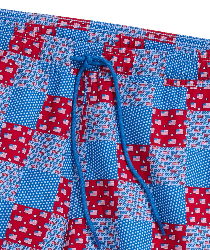 OUTLET 7 Inch Americana Patchwork Chappy Swim Trunks