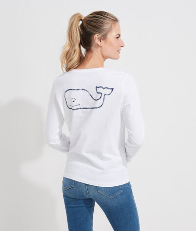 Vineyard Vines Vintage Whale Long-Sleeve T-Shirt (White) (Size: XXS) (100% Pima Cotton)
