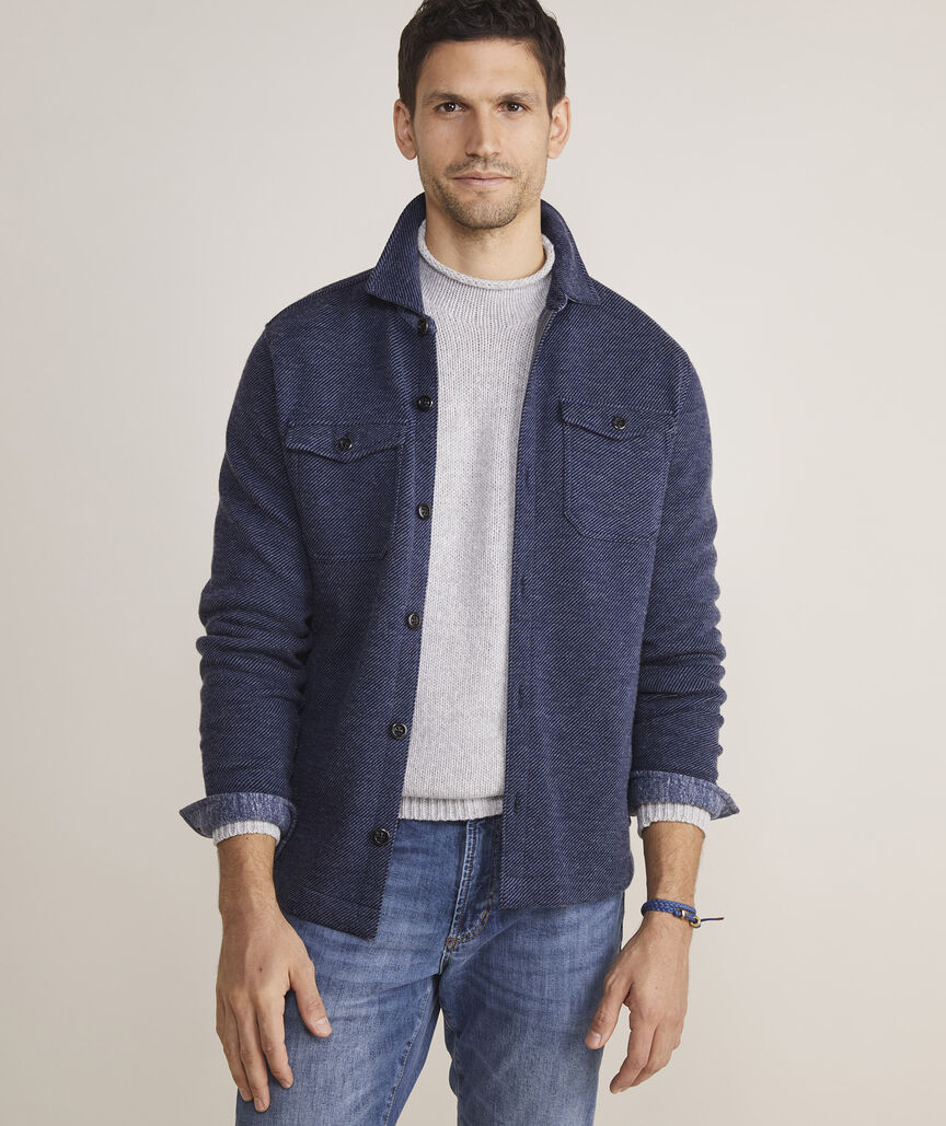 Twill-Knit Shirt Jacket