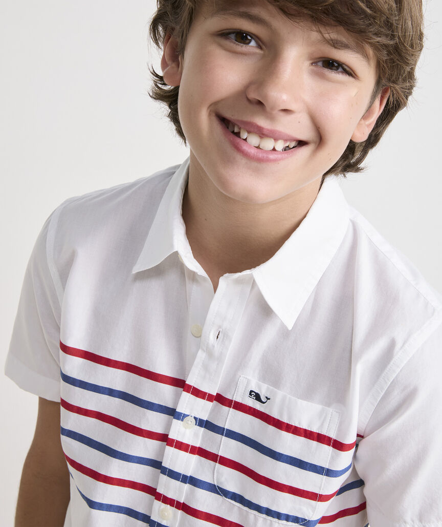 Boys' Printed Cotton Short-Sleeve Shirt