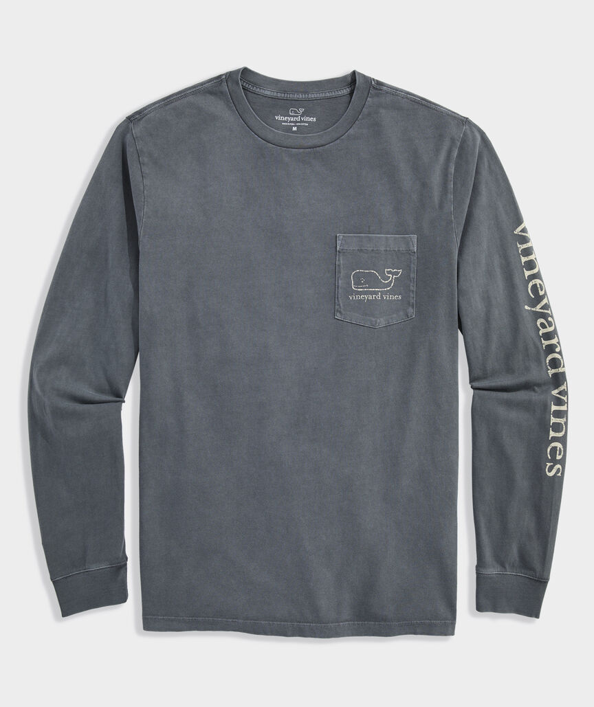 Garment-Dyed Vintage Whale Long-Sleeve Pocket Tee