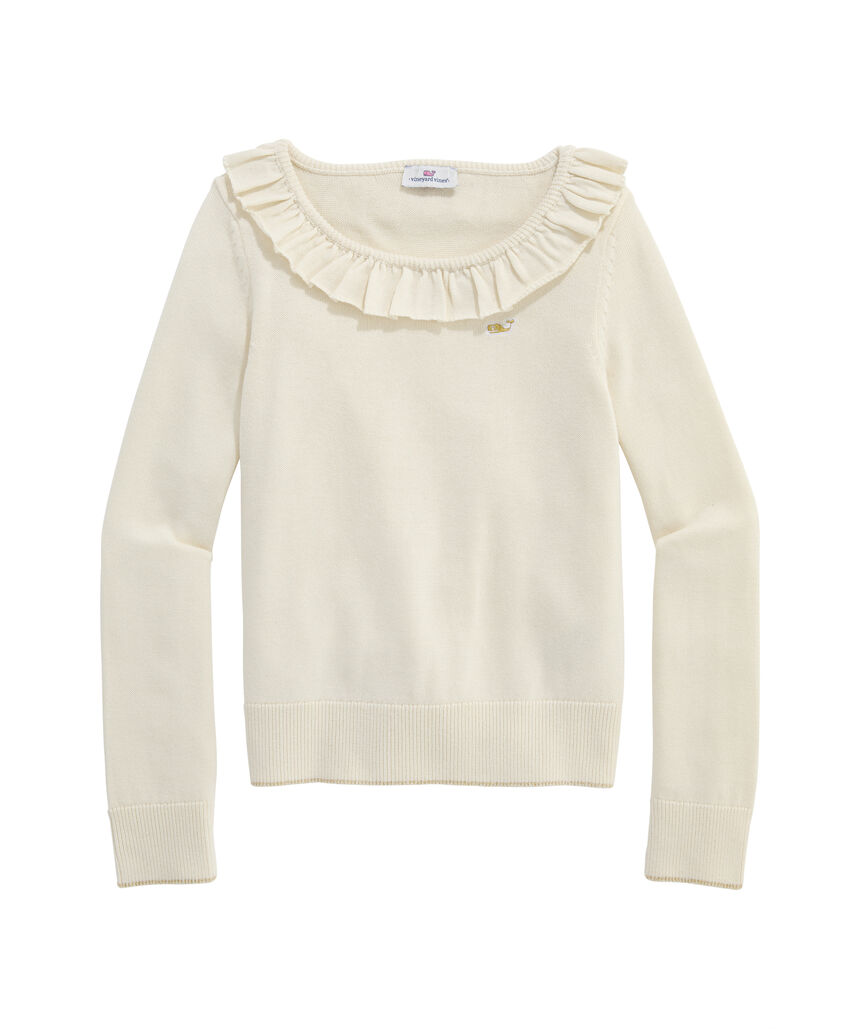 Ruffle Neck Shine Sweater