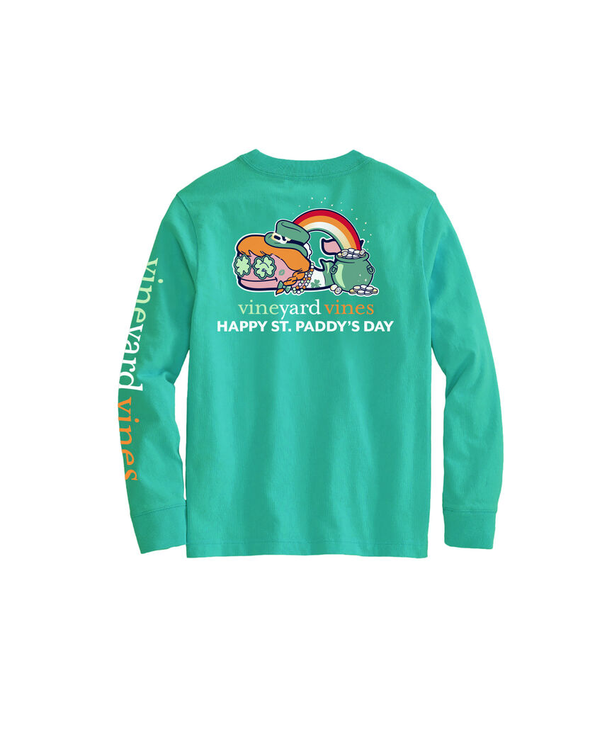 OUTLET Girls' St. Patrick's Day Whale Long-Sleeve Pocket Tee