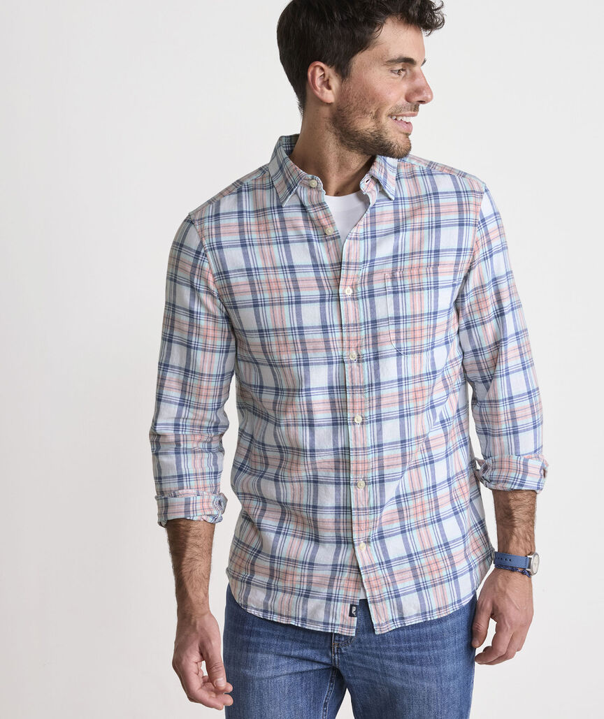 Folly Beach Plaid Island Cotton Shirt