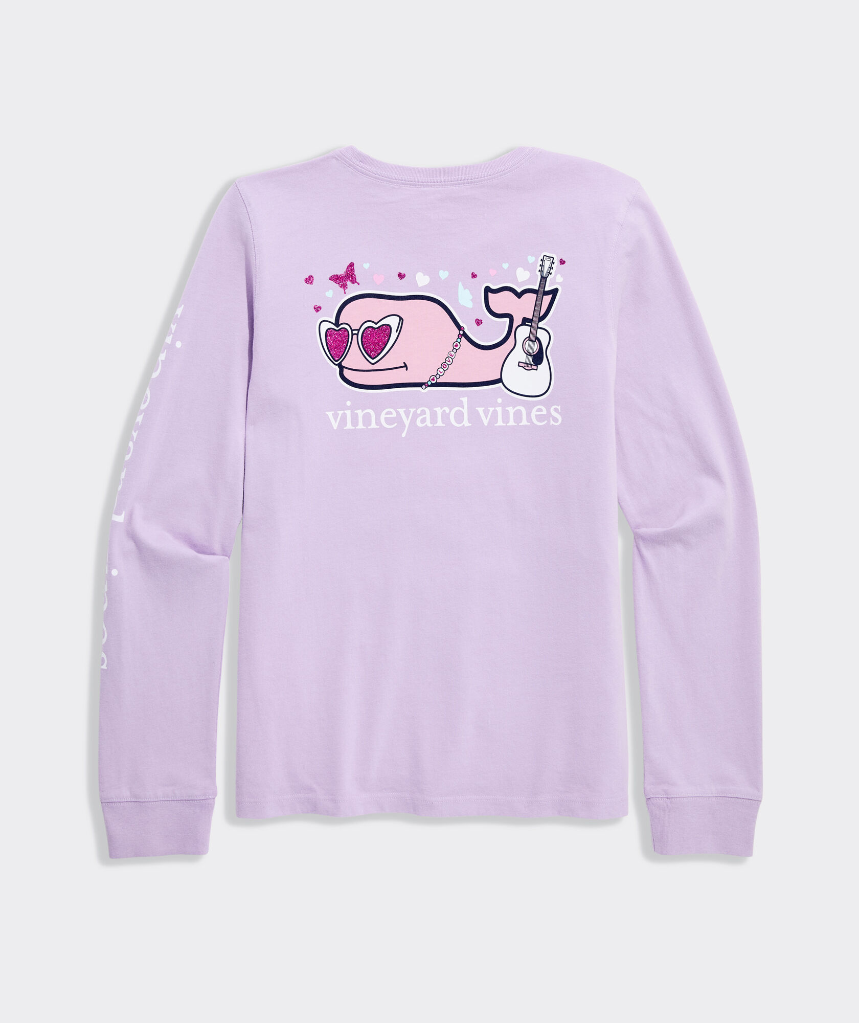 Girls' Pop Star Glitter Whale Long-Sleeve Pocket Tee