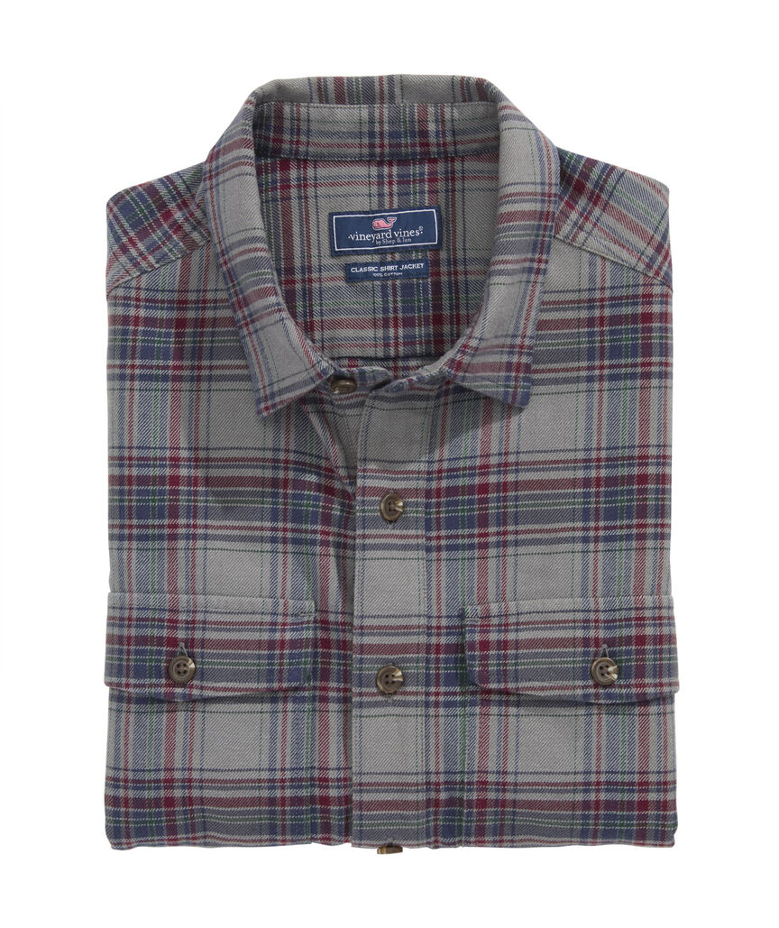 OUTLET Twill Plaid Shirt Jacket