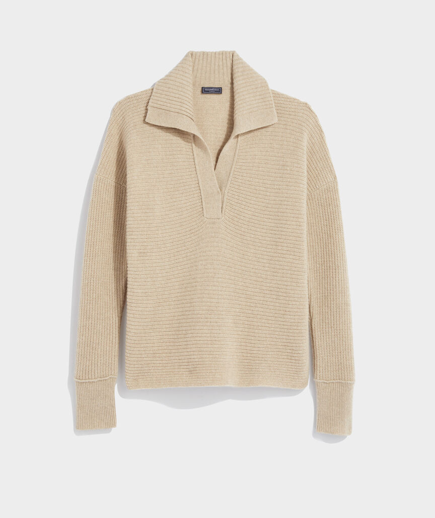 Shop Ribbed Cashmere Polo Sweater at vineyard vines