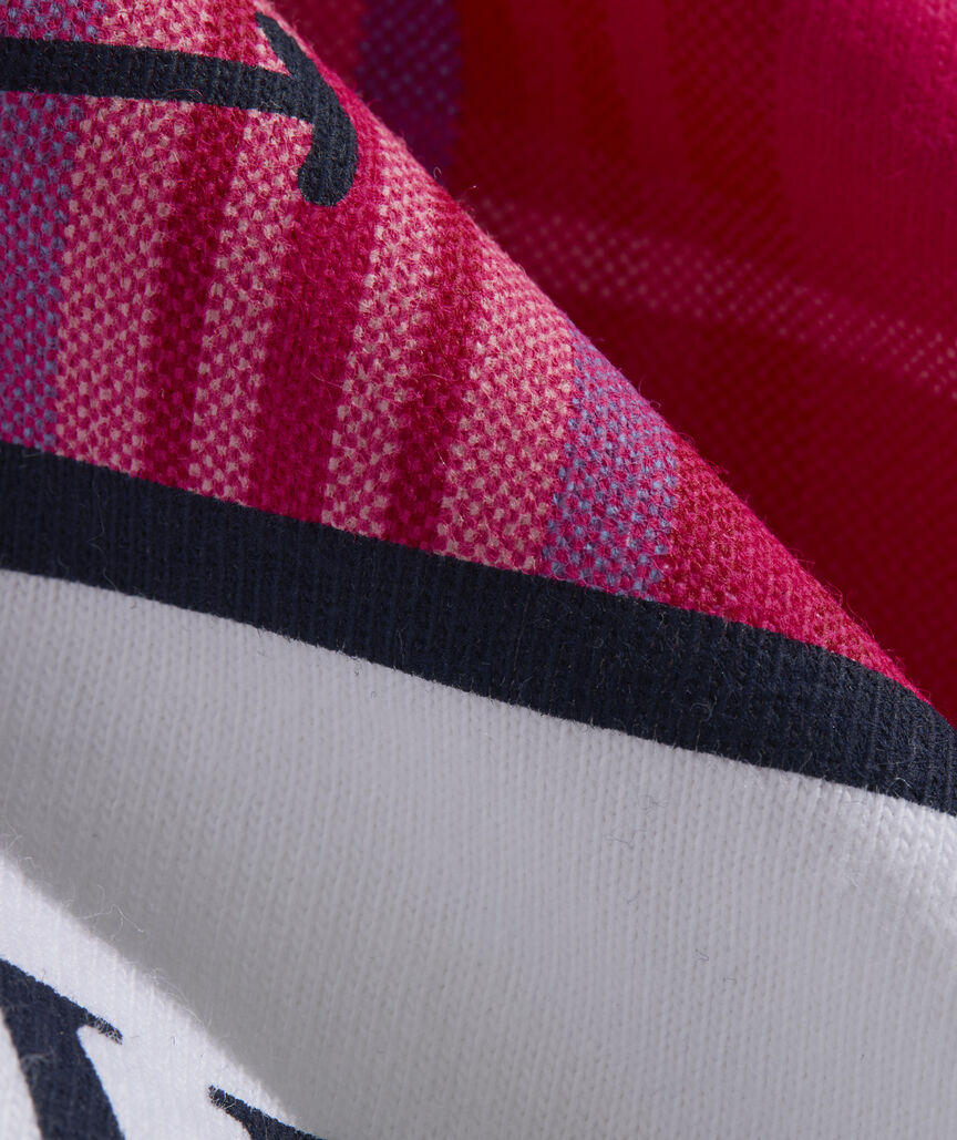 Women's Party Plaid Whale Long-Sleeve Pocket Tee