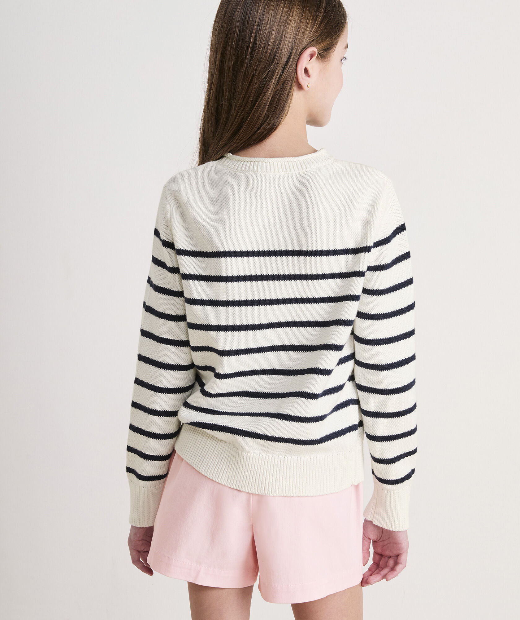 Girls’ Breton Stripe Rollneck Sweater