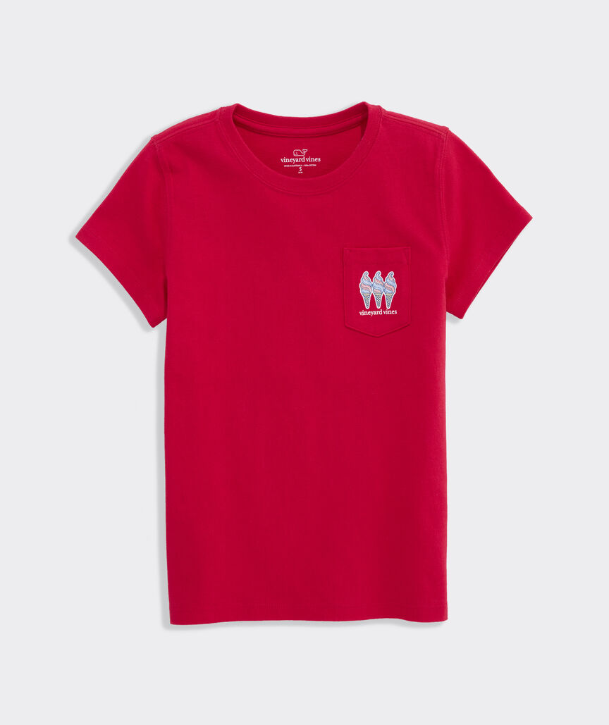 Girls' USA Ice Cream Cones Short-Sleeve Pocket Tee