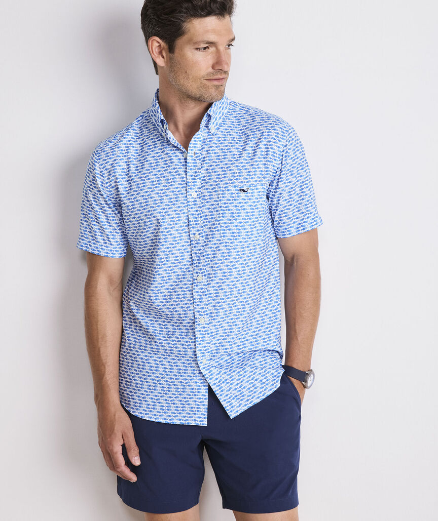 Micro Fish Short-Sleeve Performance Ripstop Shirt