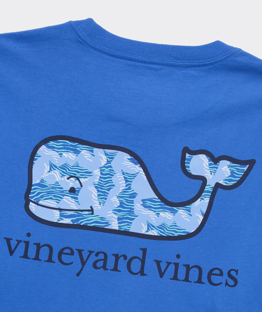 Tide Blue Rippled Fish Whale Long-Sleeve Pocket Tee