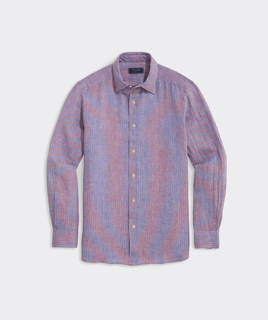 Shop Linen Tattersall Spread Collar Shirt at vineyard vines