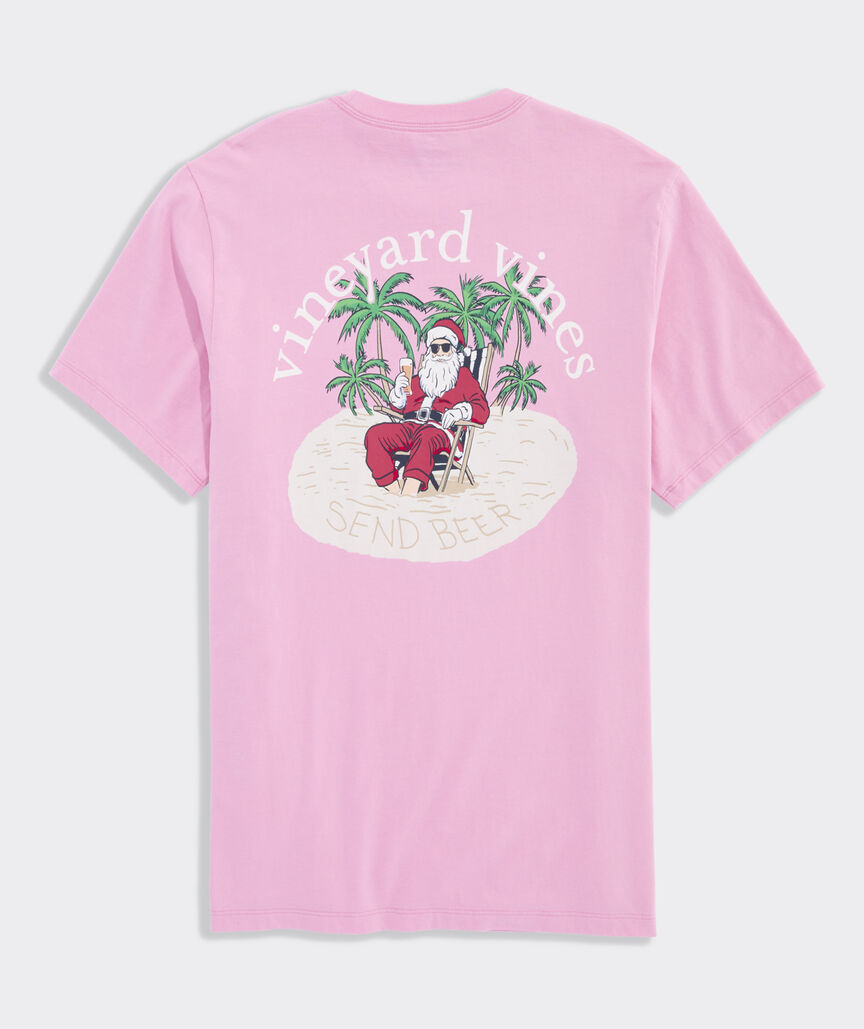 Santa Beach Send Beer Short-Sleeve Pocket Tee