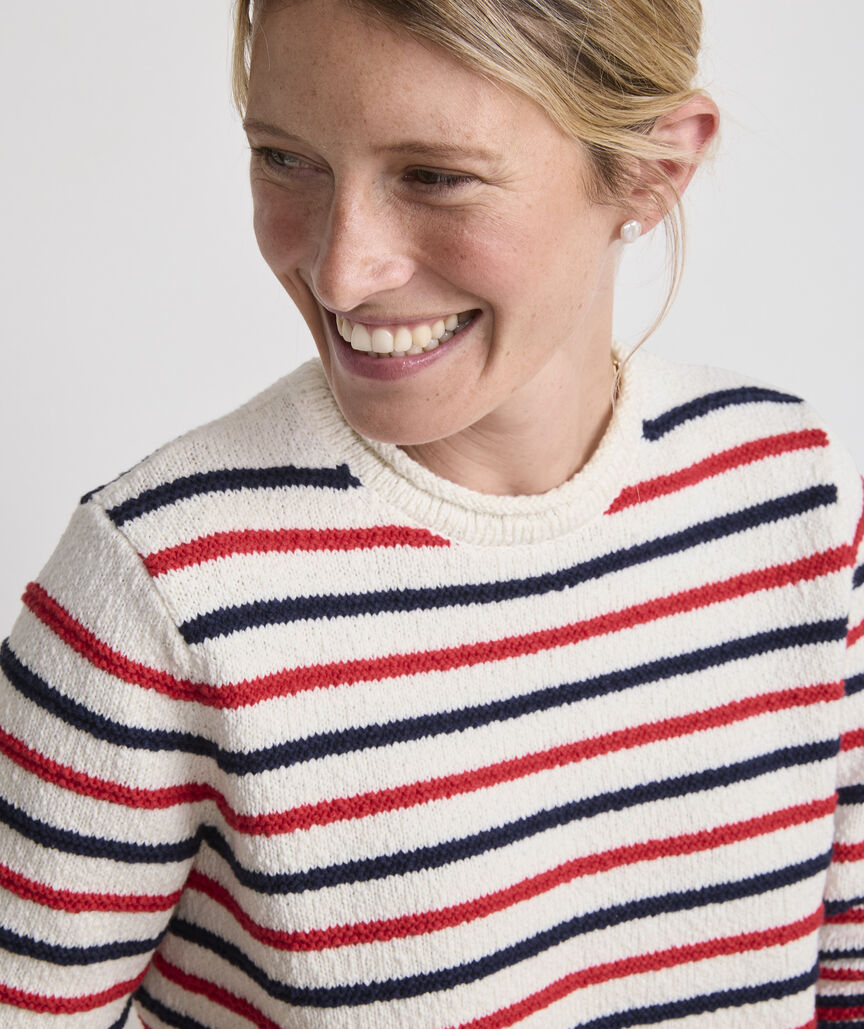 Cotton Stripe Crewneck Sweater