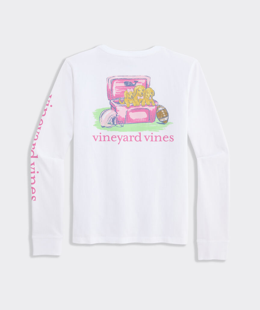Girls' Football Field Pups Long-Sleeve Pocket Tee