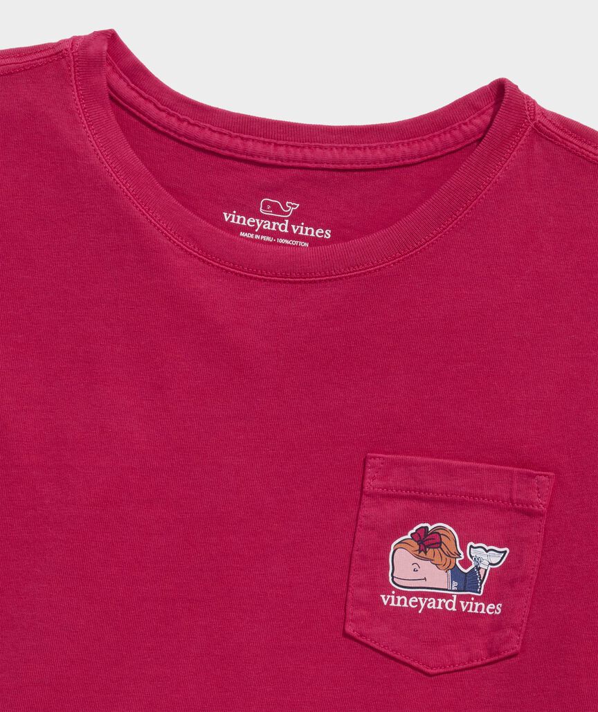 Girls' Glitter Cheerleader Whale Short-Sleeve Pocket Tee