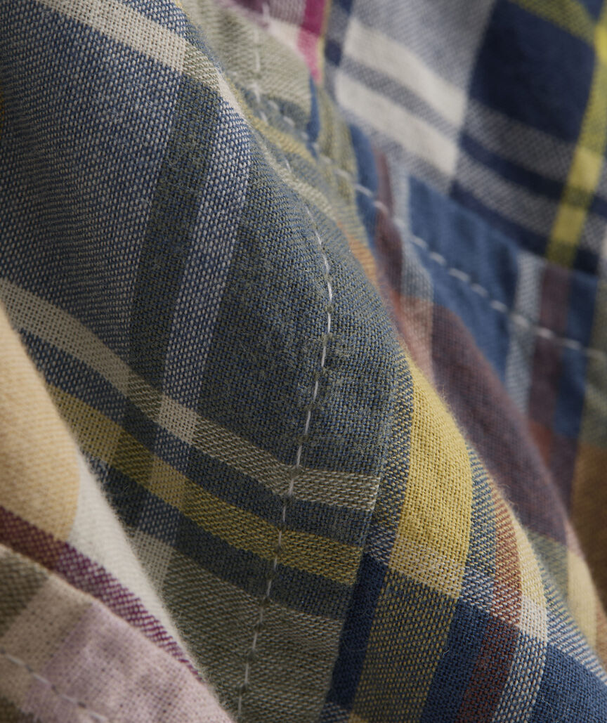 Boys' Patchwork Cotton Madras Short-Sleeve Shirt