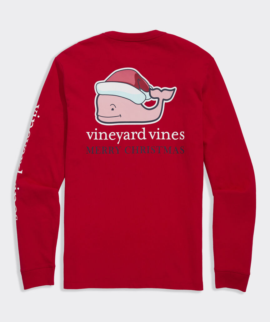 Santa Whale Long-Sleeve Pocket Tee