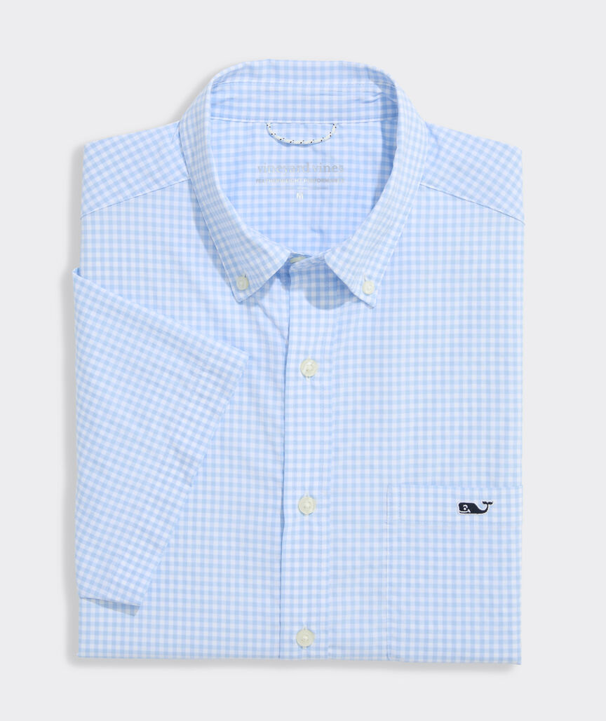 Performance Coral Reef Gingham Short-Sleeve Featherweight Shirt