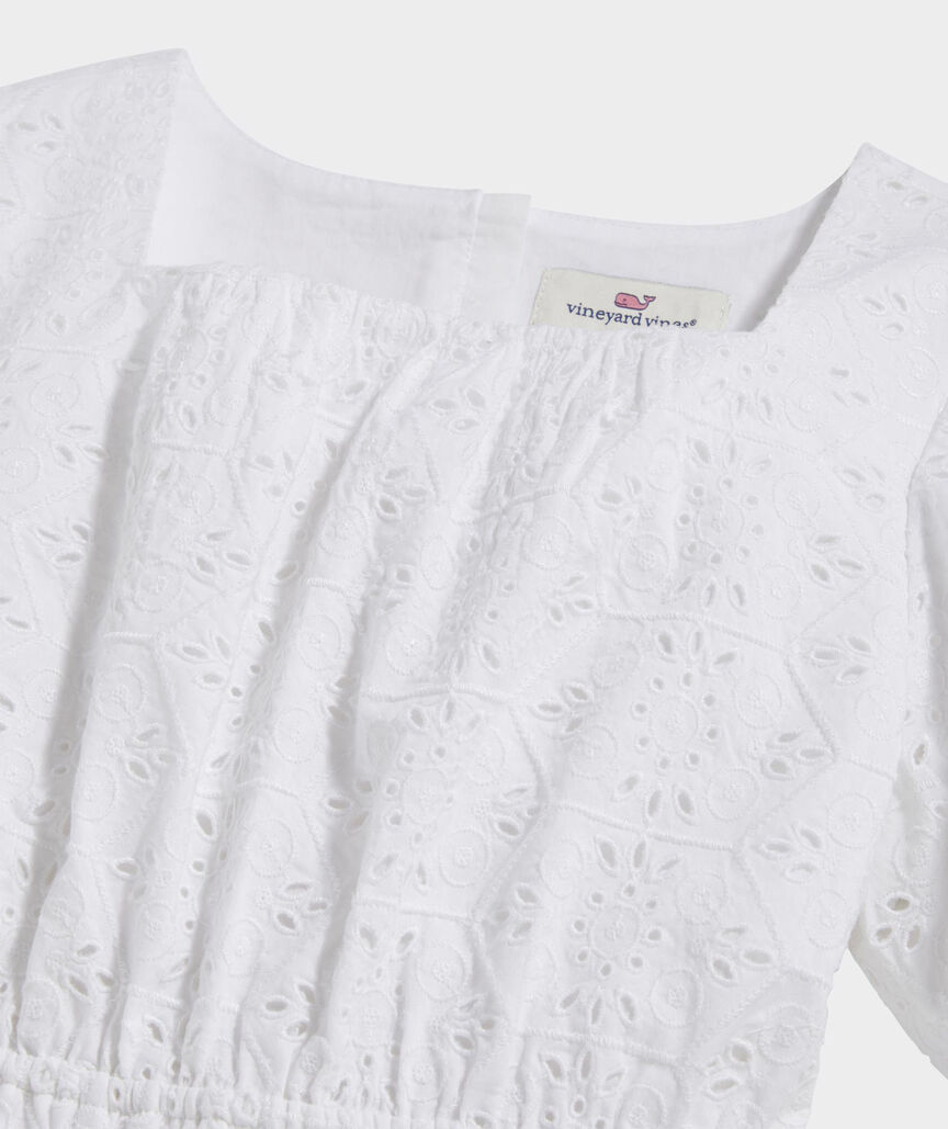 Girls' Eyelet Puff-Sleeve Dress