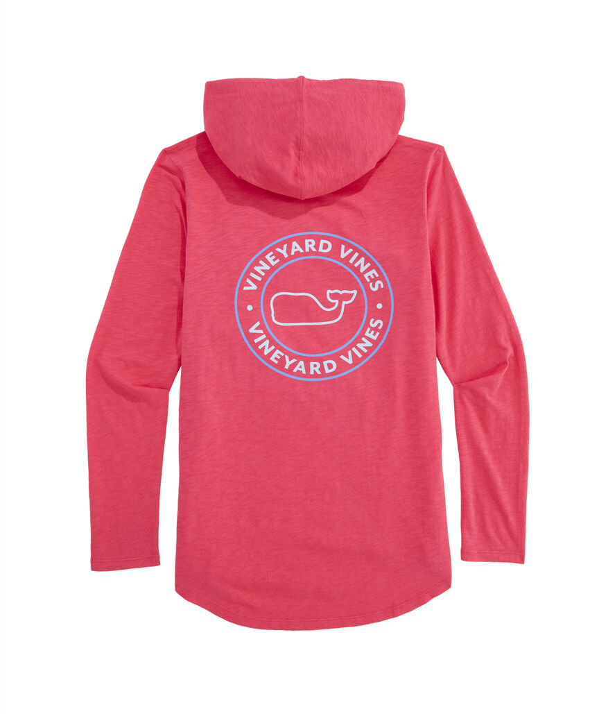 OUTLET Slub Whale Dot Curved Hem Long-Sleeve Hoodie Tee