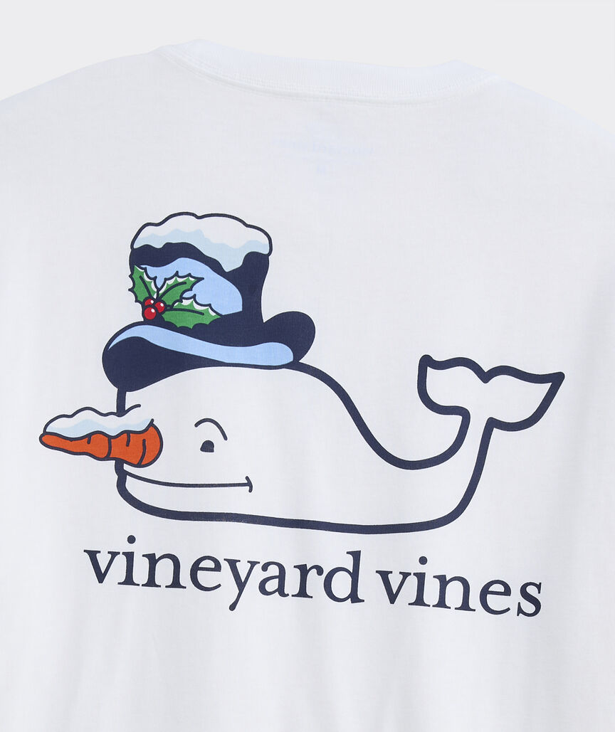 Snowman Whale Long-Sleeve Pocket Tee