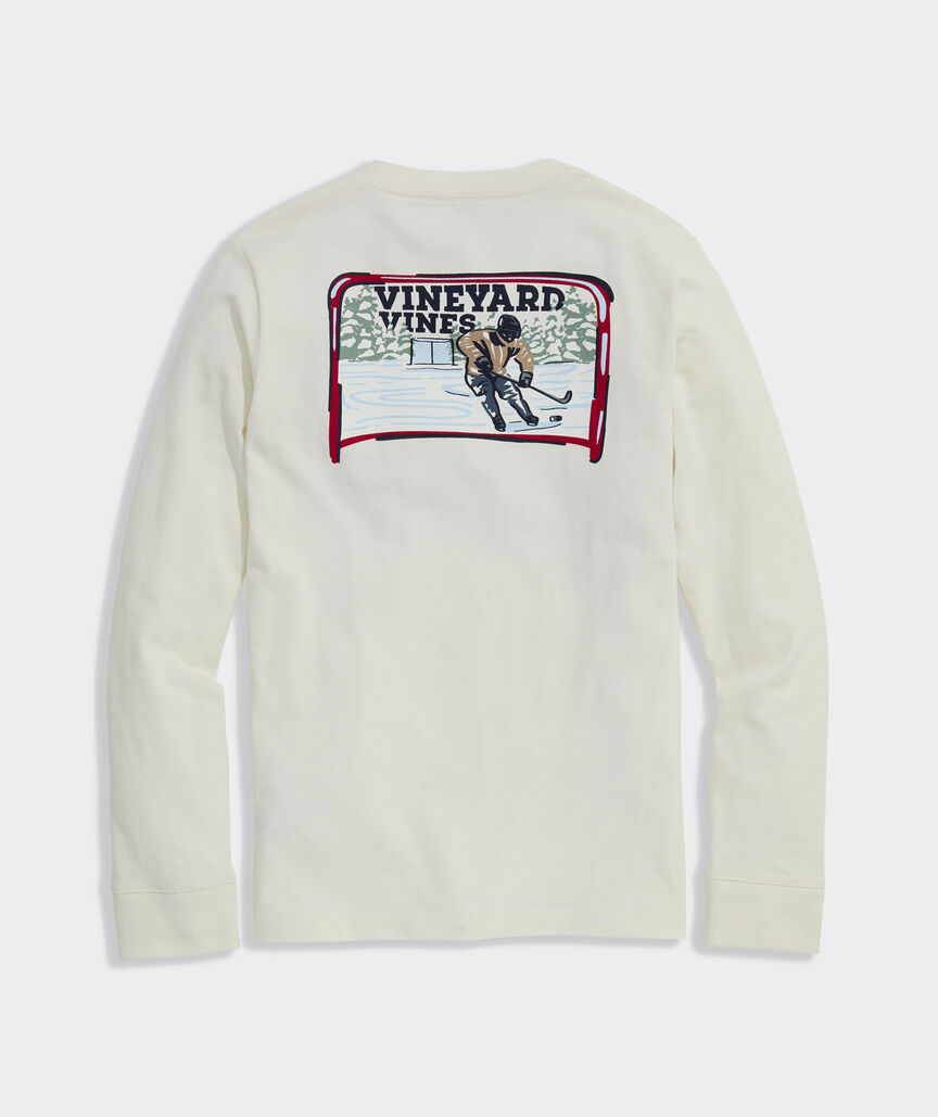 Boys' Painted Ice Hockey Long-Sleeve Pocket Tee