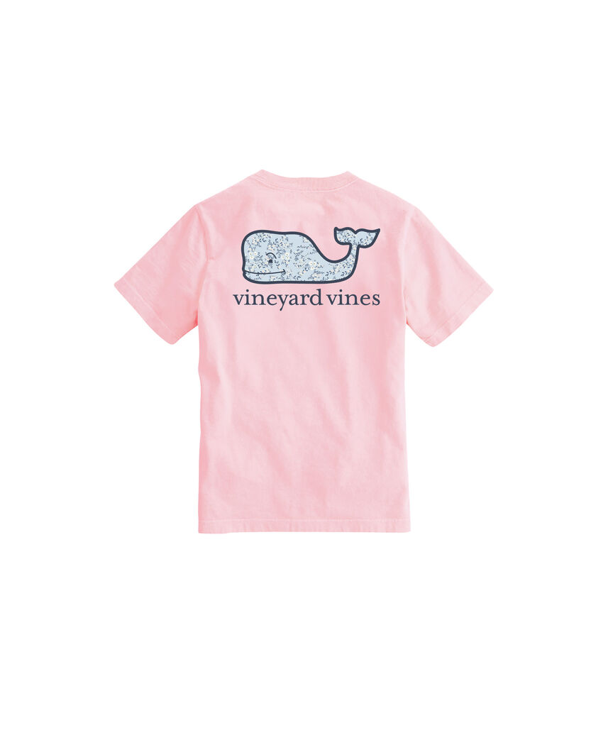 OUTLET Girls' Glitter Floral Whale Short-Sleeve Pocket Tee