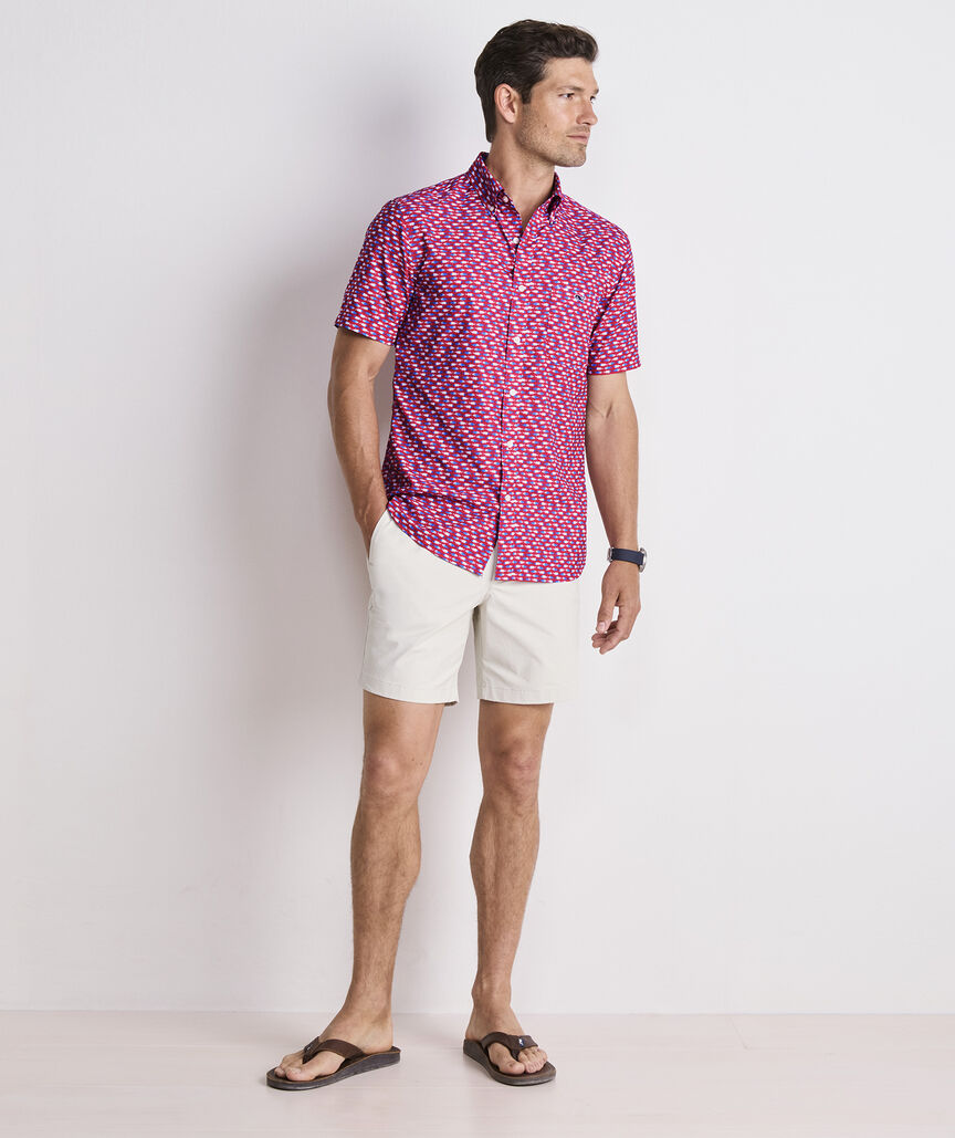 Micro Fish Short-Sleeve Performance Ripstop Shirt